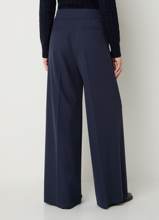 Pennyblack Cane mid waist wide fit pantalon met steekzakken - achterkant 4 donkerblauw