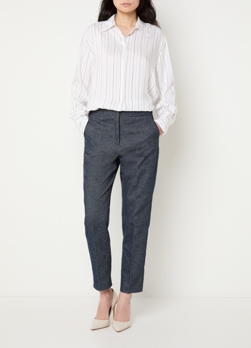 Pennyblack Carezza high waist slim fit broek in linnenblend - voorkant 3 indigo