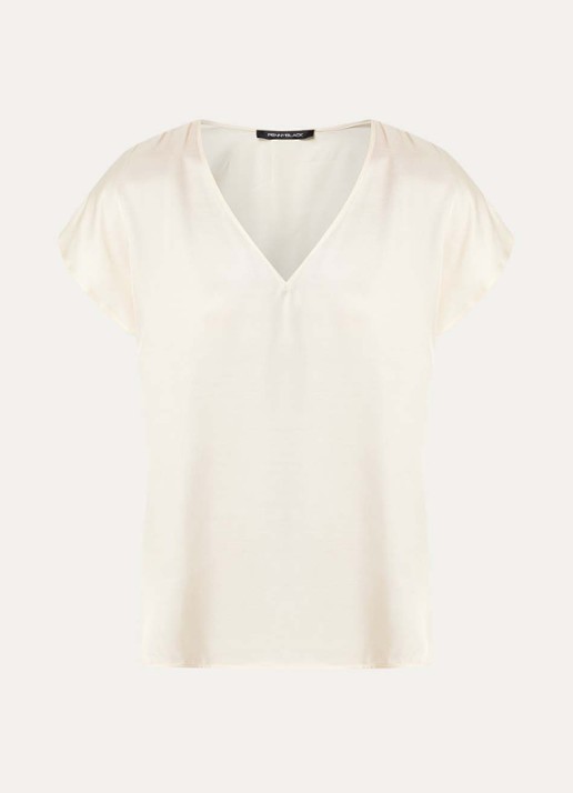 Pennyblack Chiffon top van satijn - voorkant 3 ivoor
