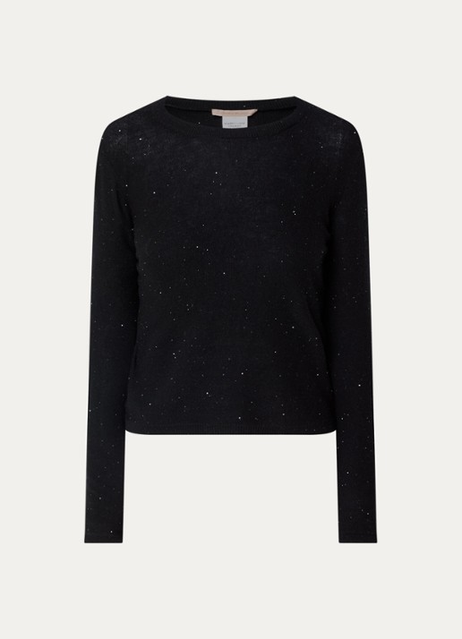 Pennyblack Ciclone fijngebreide pullover met pailletten  - voorkant zwart