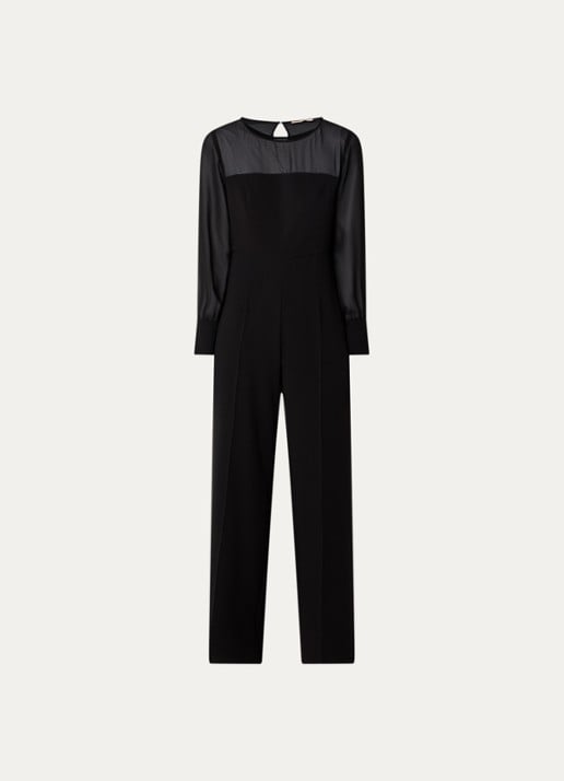 Pennyblack Como wide fit jumpsuit met details van mesh - voorkant 2 zwart