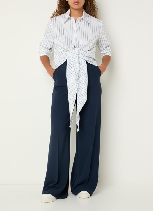 Pennyblack Emblema high waist wide fit pantalon met steekzakken - voorkant 2 donkerblauw