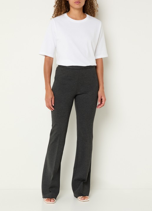 Pennyblack High waist flared fit joggingbroek met steekzakken - voorkant 3 donkergrijs