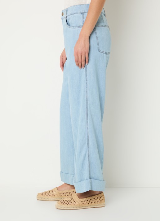 Pennyblack High waist straight leg jeans in linnenblend met lichte wassing - detail 3 indigo