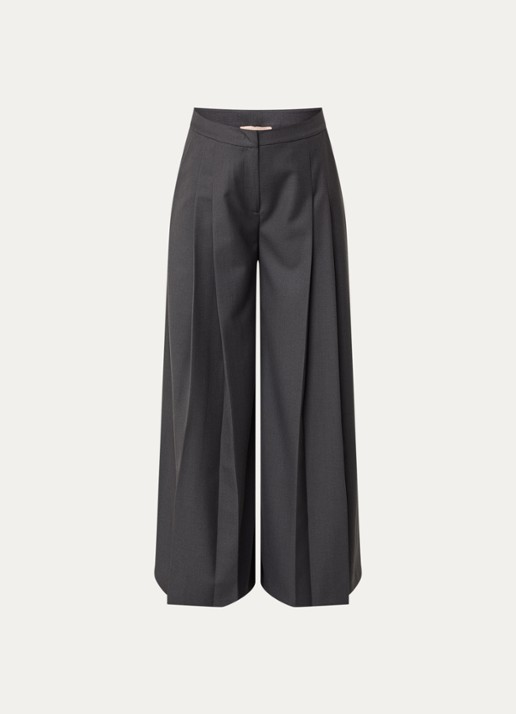 Pennyblack Ittita high waist wide fit pantalon met plooidetail - voorkant 2 donkergrijs