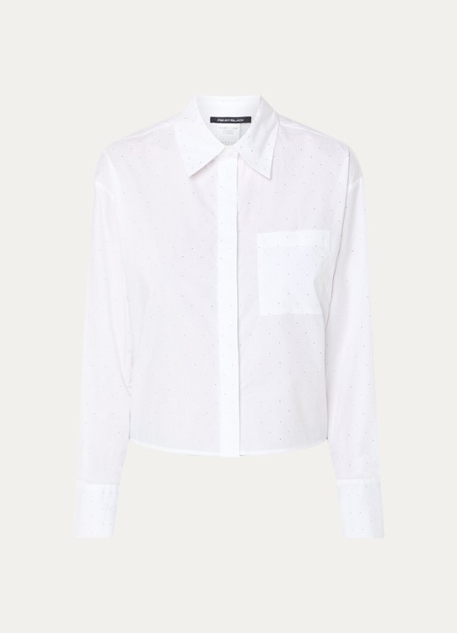 Pennyblack Kirie blouse met streepprint en strass - voorkant 3 wit