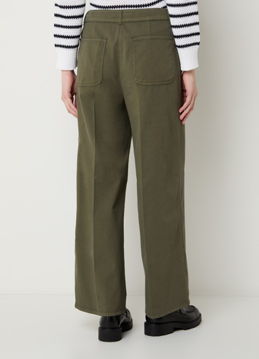 Pennyblack Magia high waist loose fit broek met persplooi en steekzakken - achterkant 3 legergroen