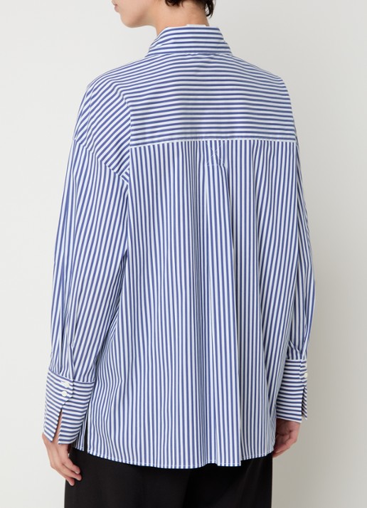 Pennyblack Martina blouse met streepprint - achterkant 3 staalblauw