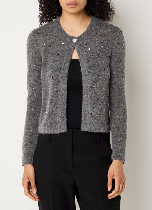 Pennyblack Mastino fijngebreid vest in alpaca wolblend met strass