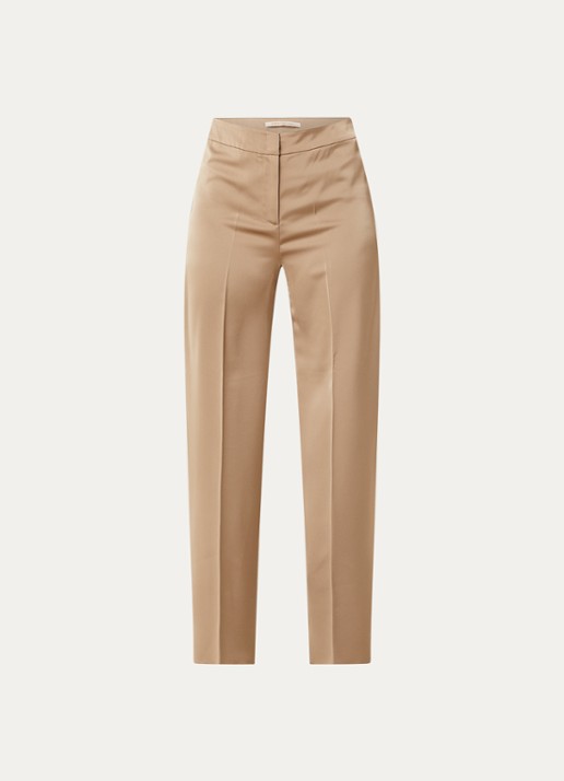 Pennyblack Mid waist wide fit pantalon van satijn - voorkant 3 camel