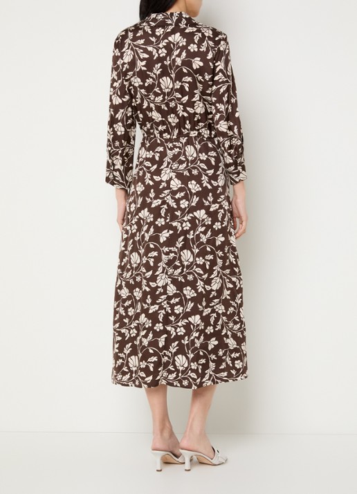 Pennyblack  Midi jurk met bloemenprint - achterkant 3 bruin