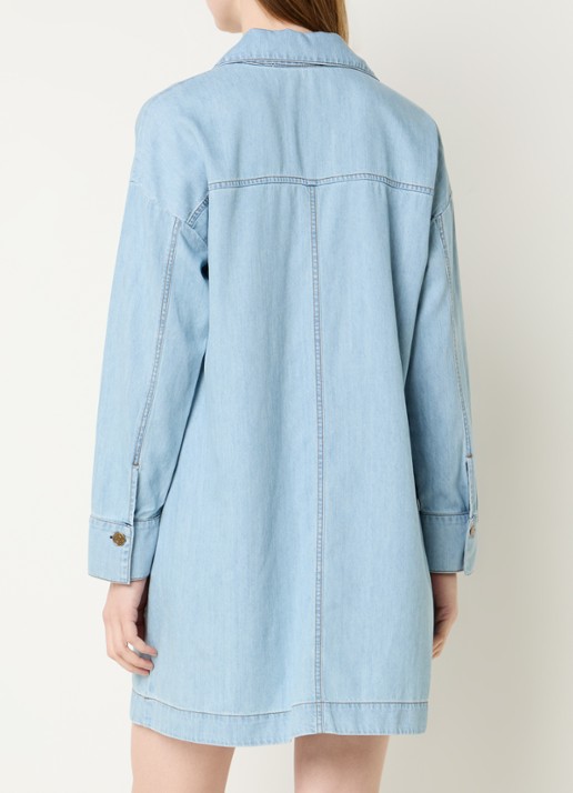 Pennyblack Midi jurk van denim - achterkant 4 lichtblauw