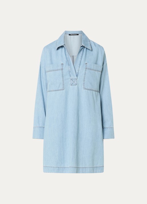 Pennyblack Midi jurk van denim - voorkant lichtblauw