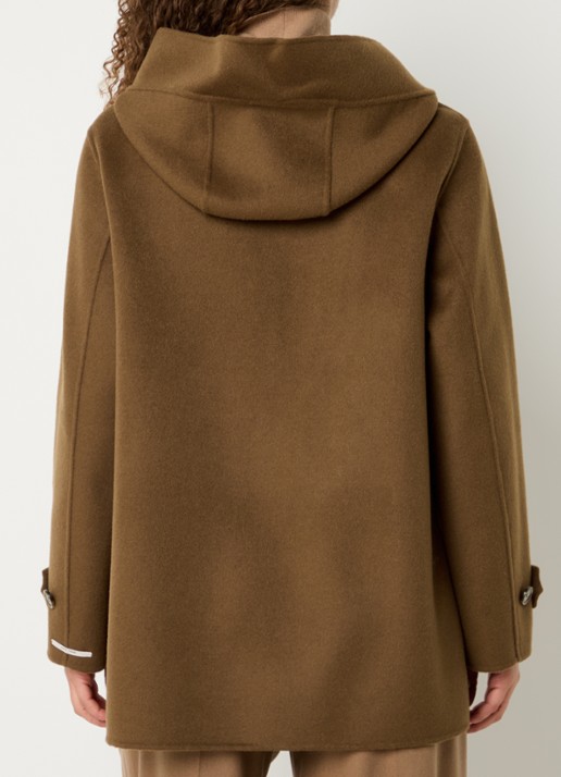 Pennyblack Newport mantel in scheerwolblend met capuchon - achterkant bruin