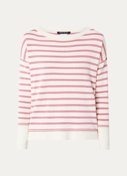 Pennyblack Pavidi fijngebreide trui in zijdeblend met boothals - voorkant 3 roze
