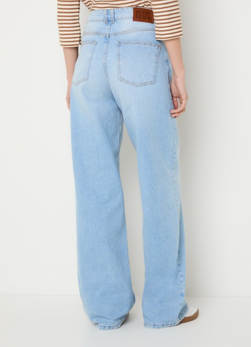 Pennyblack Puddle high waist loose fit jeans met lichte wassing - achterkant indigo