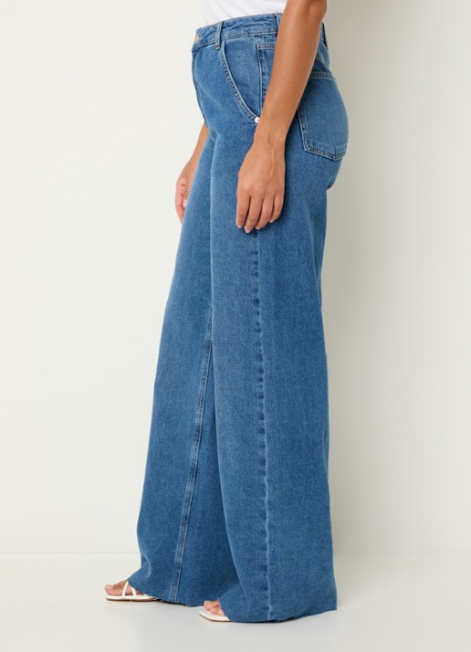 Pennyblack Puddle high waist wide leg jeans met medium wassing - detail 2 indigo