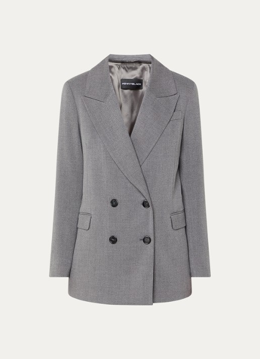Pennyblack Raduno double-breasted blazer met klepzakken - voorkant 3 middengrijs