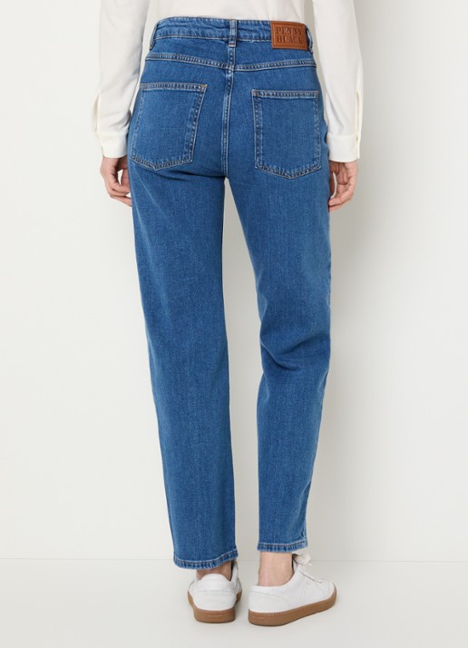Pennyblack Regular high waist cropped slim fit jeans met medium wassing - achterkant 5 blauw