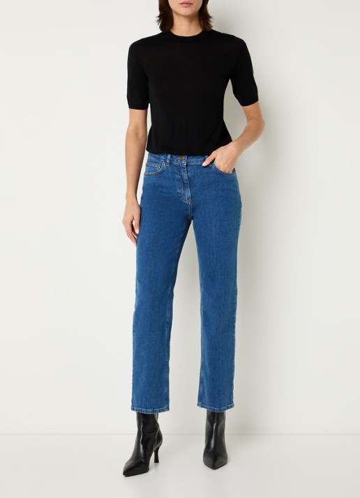 Pennyblack Regular high waist cropped slim fit jeans met medium wassing - voorkant 4 indigo