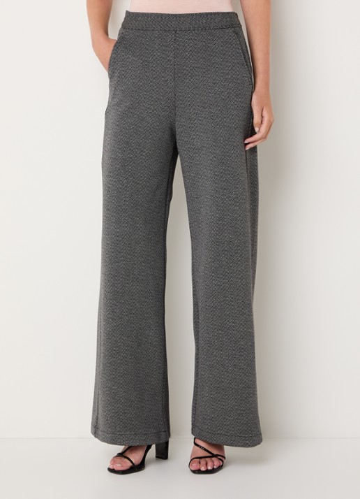 Pennyblack Ristoro high waist wide fit pantalon met visgraatdessin