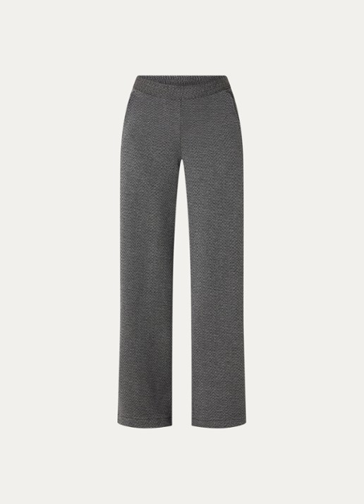 Pennyblack Ristoro high waist wide fit pantalon met visgraatdessin - voorkant 3 zwart