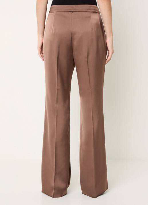 Pennyblack Rodano high waist straight fit pantalon van satijn - achterkant bruin