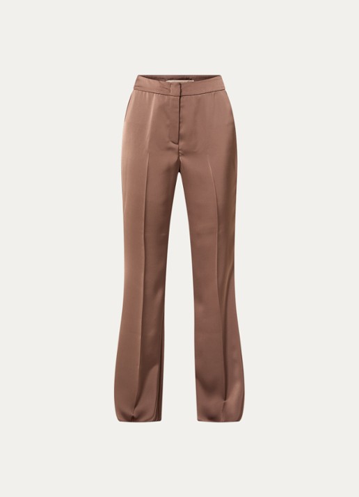Pennyblack Rodano high waist straight fit pantalon van satijn - voorkant 2 bruin