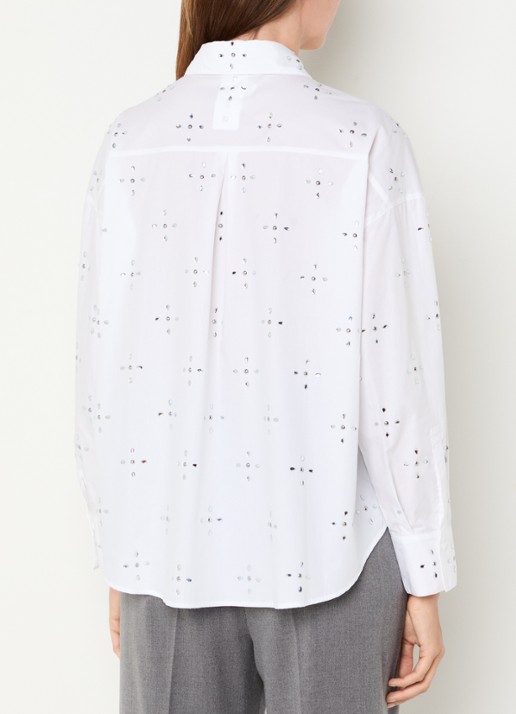 Pennyblack Secolo blouse met ruitdessin en strass  - achterkant 4 wit