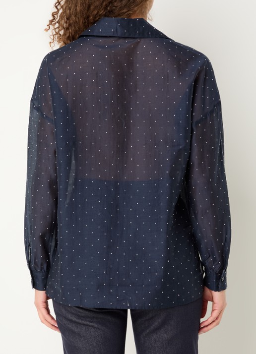 Pennyblack Semi-transparante blouse met strass - achterkant 3 donkerblauw