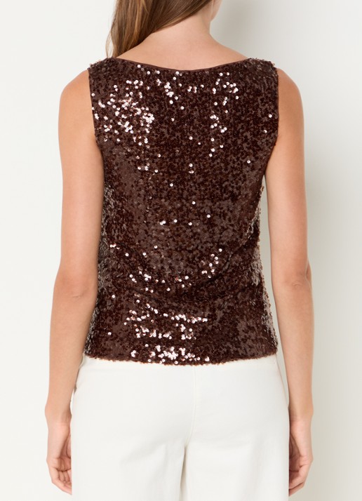 Pennyblack Semisse mouwloze top met pailletten - achterkant 4 bruin