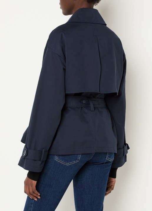 Pennyblack Talco double-breasted trenchcoat met ceintuur en steekzakken - achterkant donkerblauw