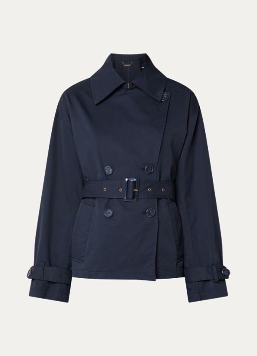 Pennyblack Talco double-breasted trenchcoat met ceintuur en steekzakken - voorkant 2 donkerblauw