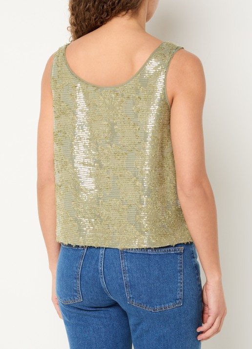 Pennyblack Top met pailletten - achterkant lichtgroen