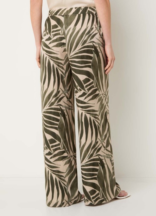 Pennyblack Utilita high waist wide fit broek van satijn met print  - achterkant 2 legergroen