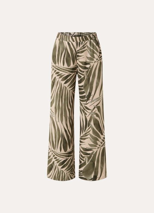 Pennyblack Utilita high waist wide fit broek van satijn met print  - voorkant 3 legergroen
