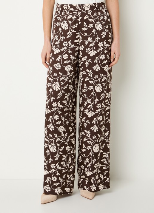 Pennyblack Utilita high waist wide fit broek van satijn met print