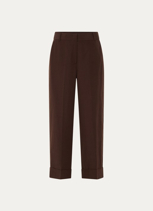 Pennyblack Zimino high waist wide fit pantalon in linnenblend - voorkant 2 donkerbruin
