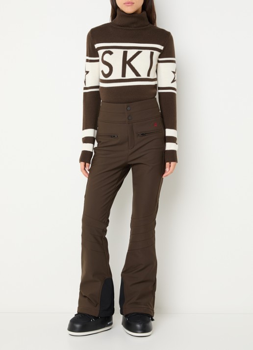 Perfect Moment Aurora high waist flared fit skibroek met ritszakken - voorkant 2 bruin