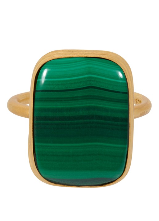 Pernille Corydon Cosmos ring met malachiet - voorkant geelgoud