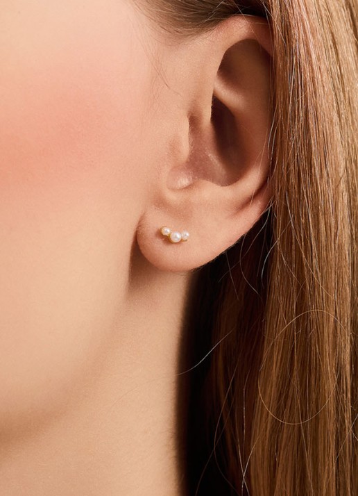 Pernille Corydon Ocean Pearl oorknopjes verguld - voorkant 2 goud