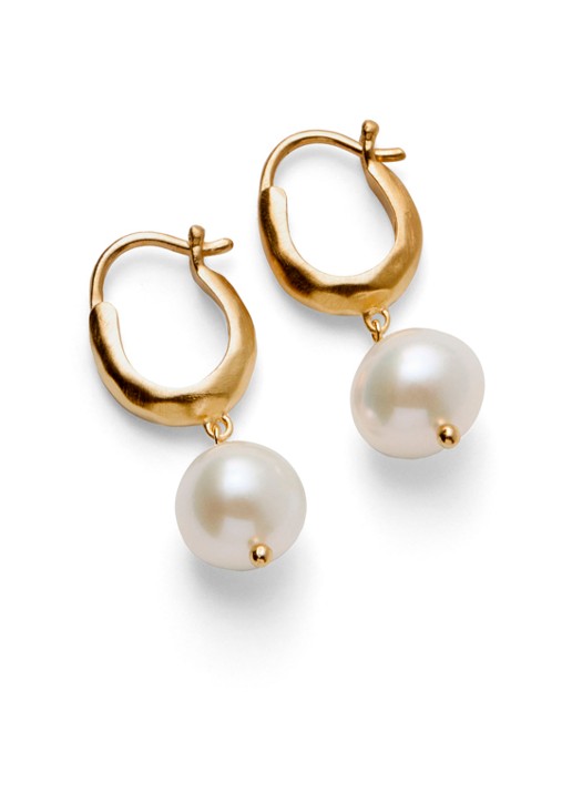 Pernille Corydon Pearl Blossom oorhangers verguld - voorkant goud