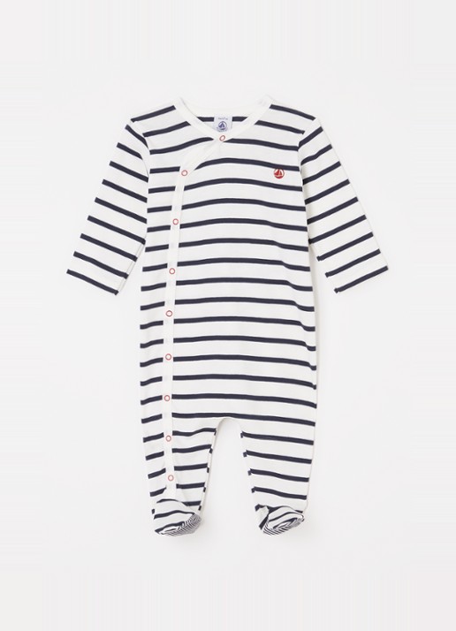 Petit Bateau Babypak met streepprint - voorkant wit