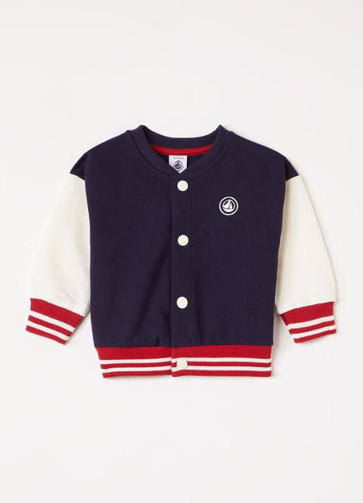 Petit Bateau Baseball jack met logo - voorkant donkerblauw