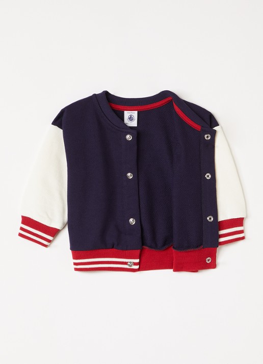 Petit Bateau Baseball jack met logo - voorkant 2 donkerblauw