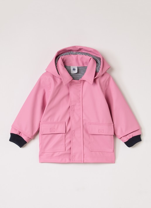 Petit Bateau Calmir regenjas met capuchon - voorkant 2 roze