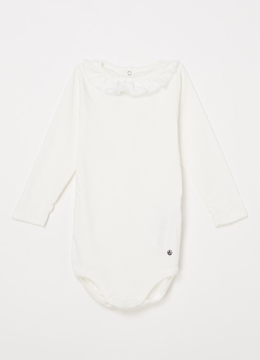 Petit Bateau Ciana romper met volant - voorkant wit