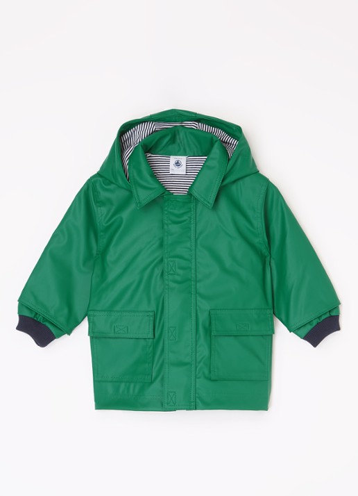Petit Bateau Cire babyjas met capuchon - voorkant 2 groen