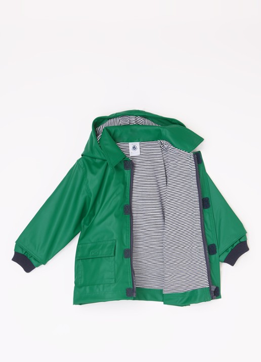 Petit Bateau Cire babyjas met capuchon - voorkant 3 groen