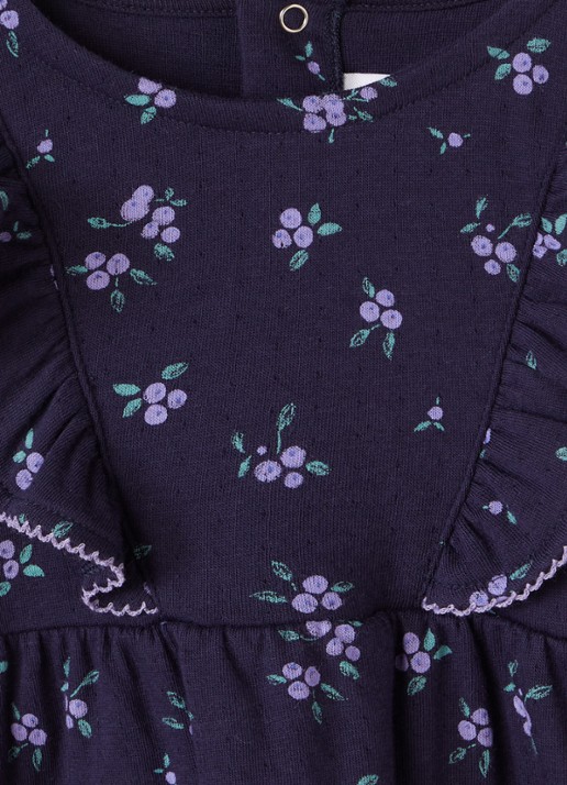 Petit Bateau Jurk met bloemenprint - detail 3 donkerblauw